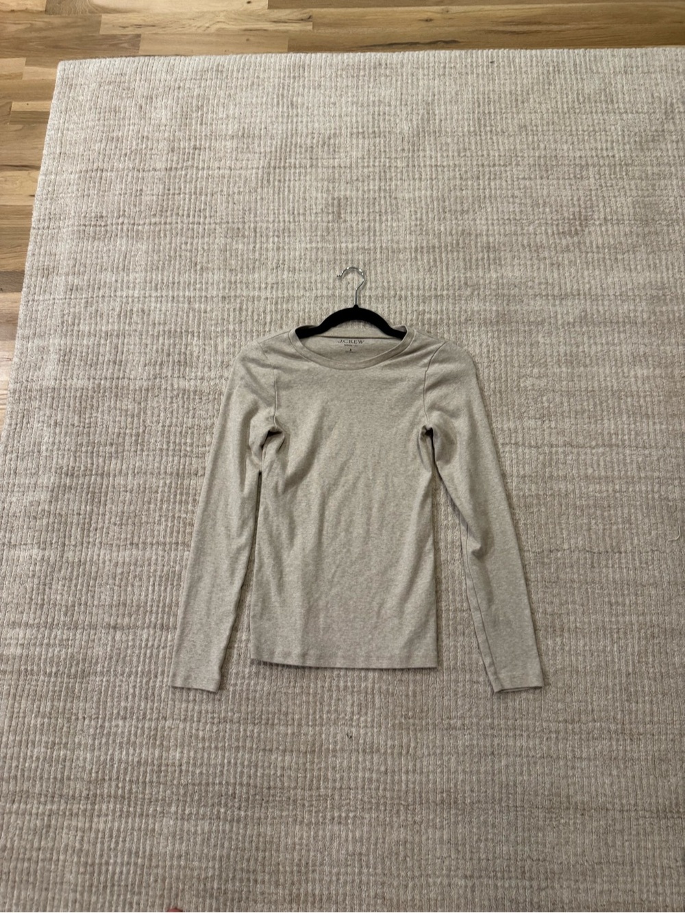 J.Crew Perfect Fit Oatmeal Heather Long Sleeve Crewneck Tee